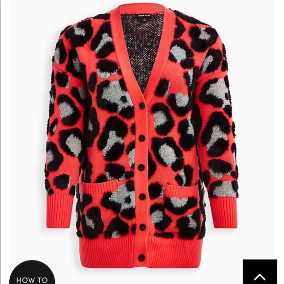 BUTTON FRONT CARDIGAN SWEATER - LEOPARD - Picture 2 of 6